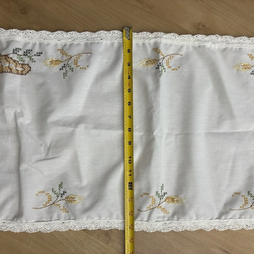 Cross Stitch Thanksgiving Table Runner Dresser Scarf Fall Autumn Cornucopia 42